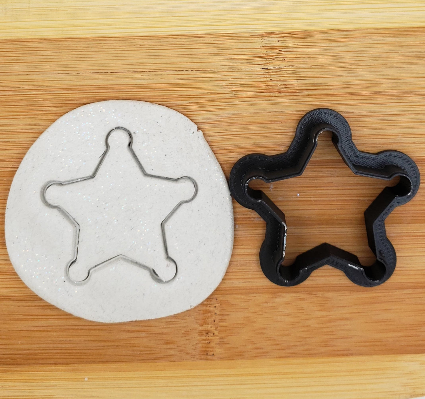 Sheriff Badge Shaped Plastic Cookie Cutter - Polymer Clay Cutter - Fondant Cutter - Craft Cutters - 3d Printed Cookie Cutter
