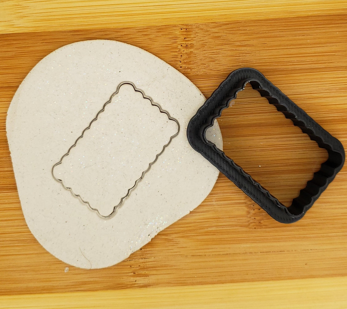 Scalloped Rectangle Shaped Plastic Cookie Cutter - Shapes Cutter - Polymer Clay Cutter - Fondant Cutter - Craft Cutters - 3d Printed Cutter