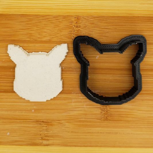 Pixel Pikachu Head Shaped Plastic Cookie Cutter - 8 Bit Cookie Cutter - Polymer Clay Cutter - Fondant Cutter - Craft Cutters - 3d Printed