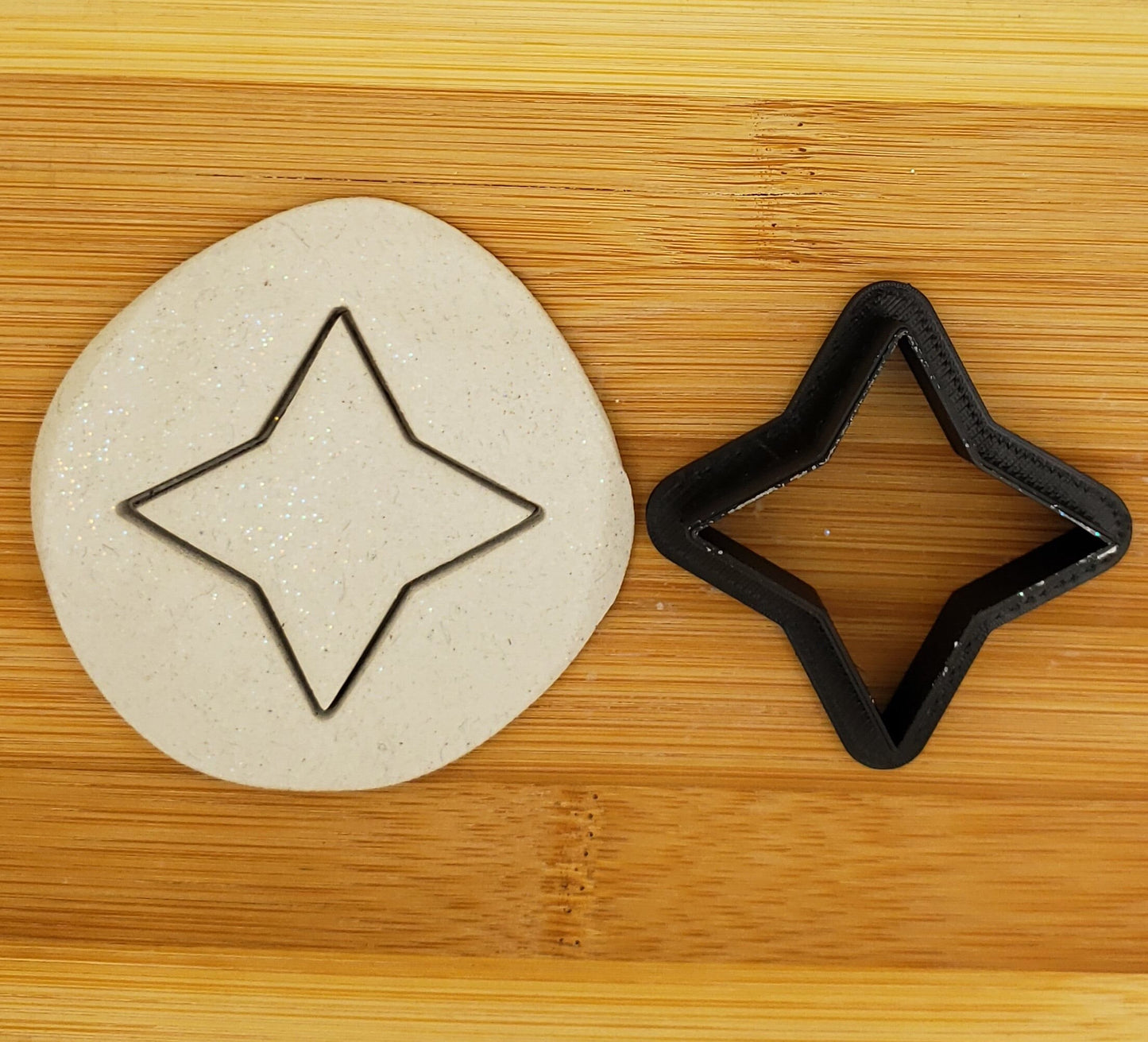 4 Point Star Shaped Plastic Cookie Cutter - Polymer Clay Cutter - Fondant Cutter - Craft Cutters - 3d Printed Cookie Cutter